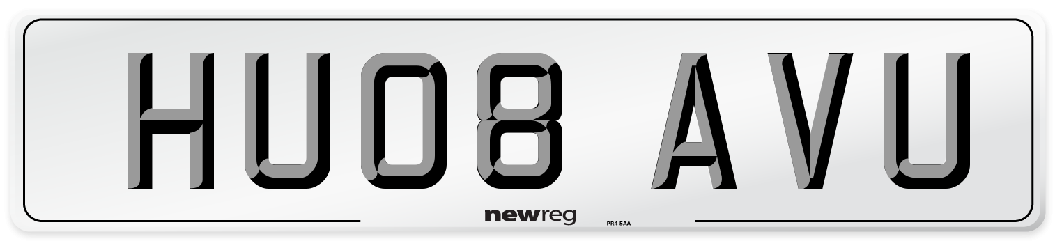 HU08 AVU Number Plate from New Reg